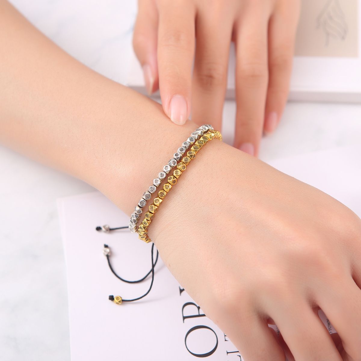 Bracelet Harmonie et Guérison en Perles de Cuivre - Couleurs Argent et Or