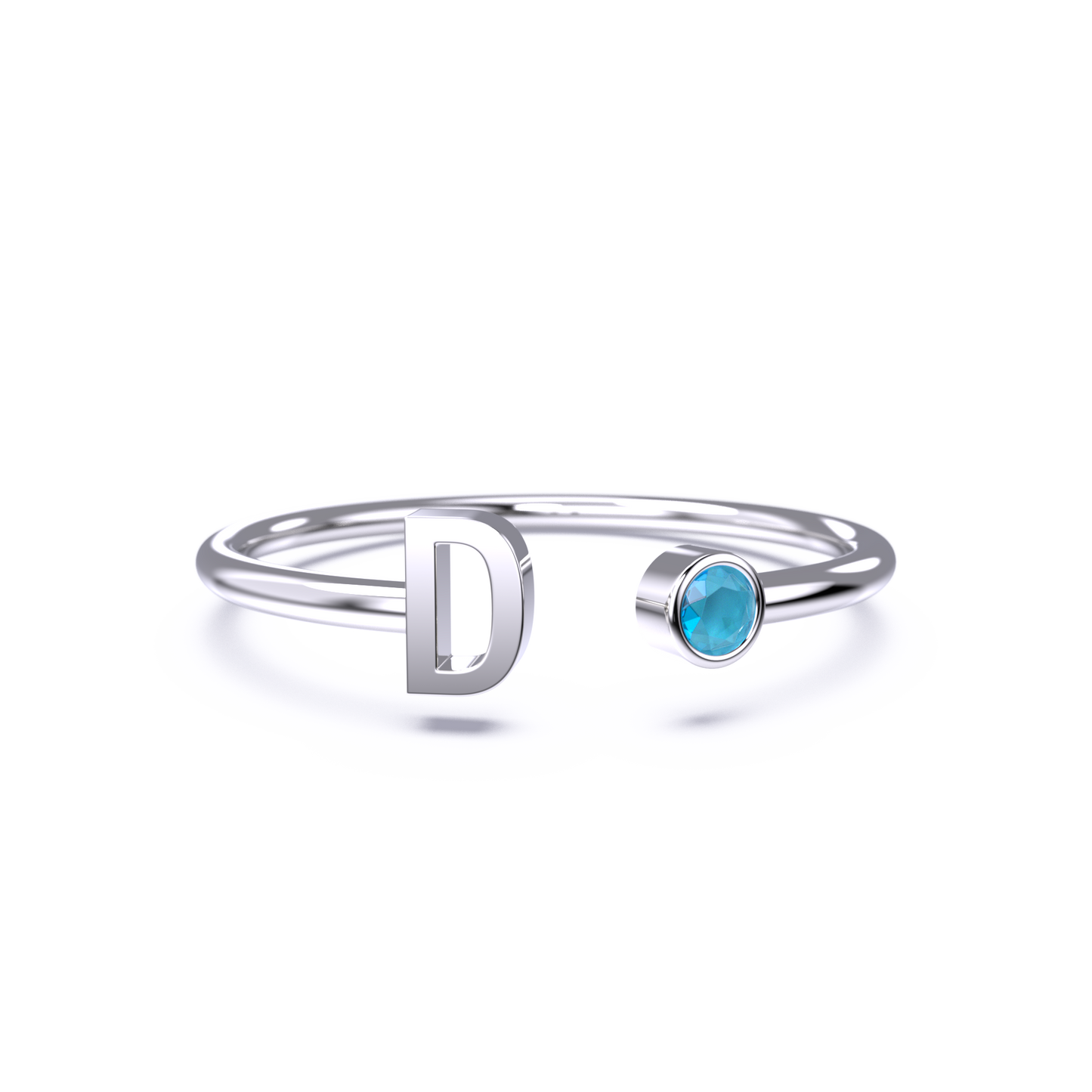 Zierlicher Geburtsstein-Initialenring