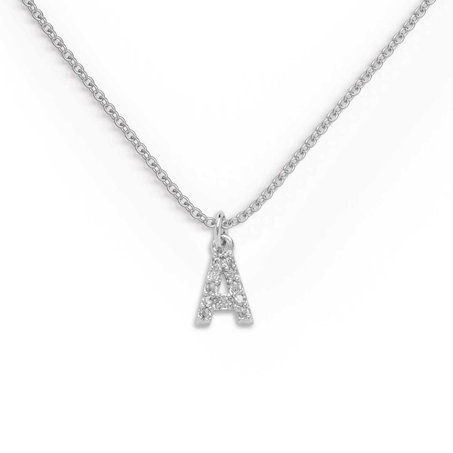 Collier Initiale Majuscule Pavé