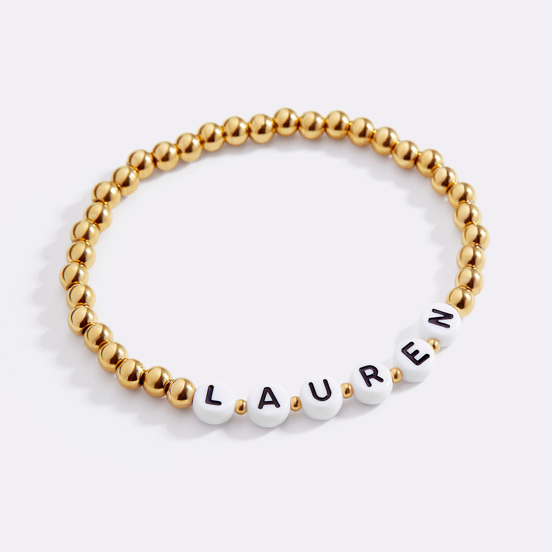 Custom Gold Beaded Name Bracelet