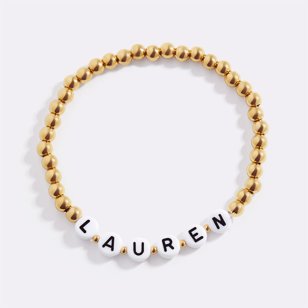 Custom Gold Beaded Name Bracelet