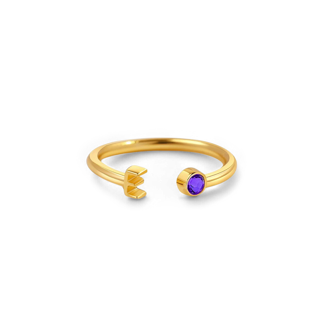Zierlicher Geburtsstein-Initialenring