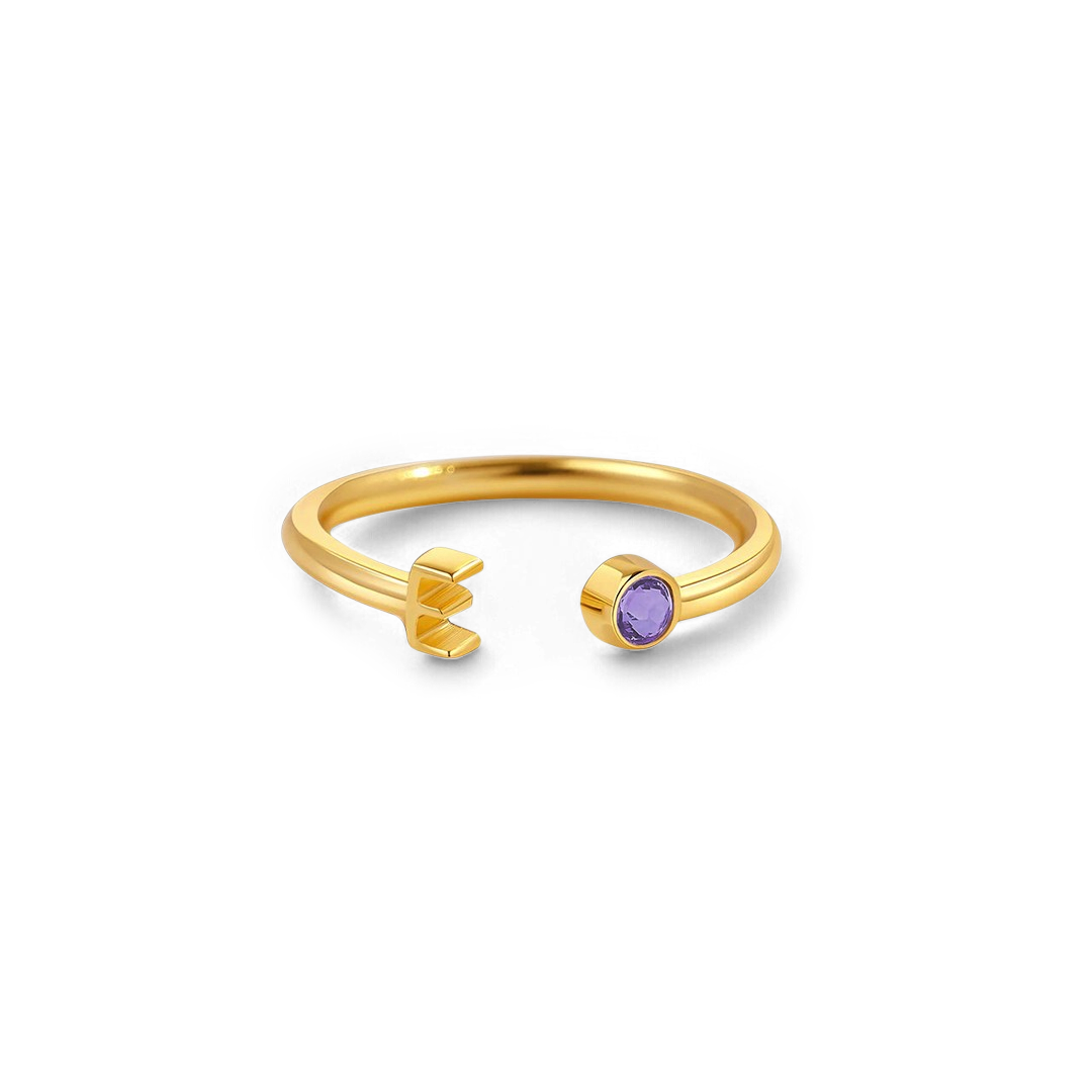 Zierlicher Geburtsstein-Initialenring