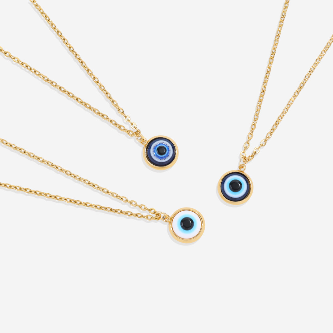 Collier délicat style bohème avec breloque mauvais œil