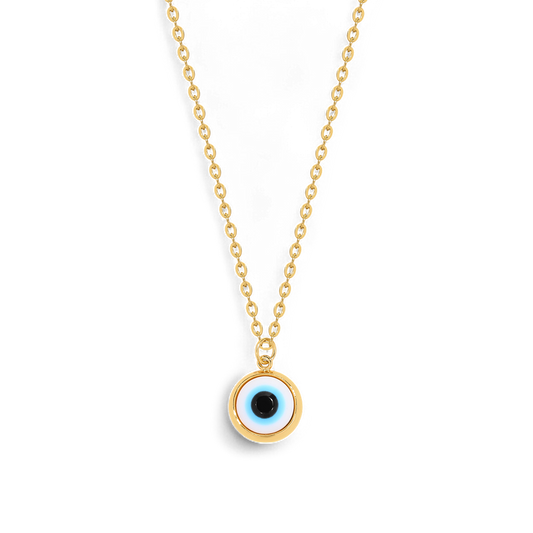 Collier délicat style bohème avec breloque mauvais œil