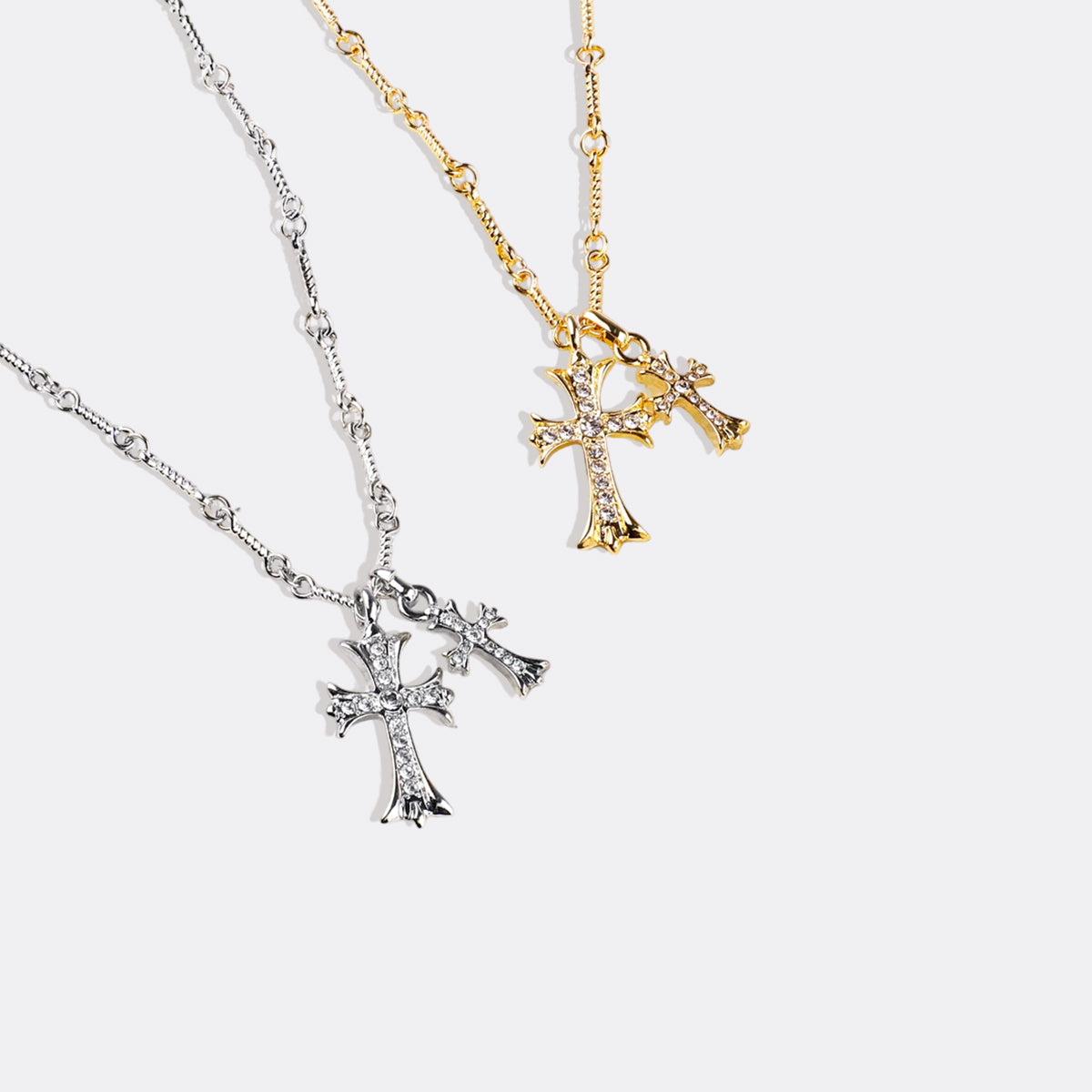 Collier pendentif double croix