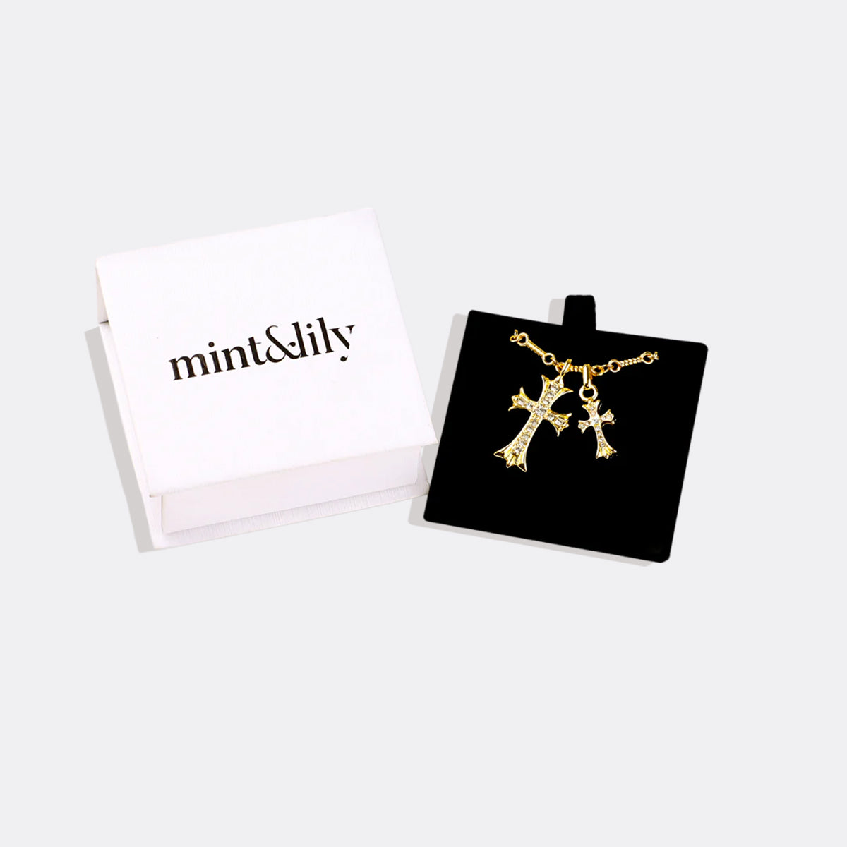 Collier pendentif double croix