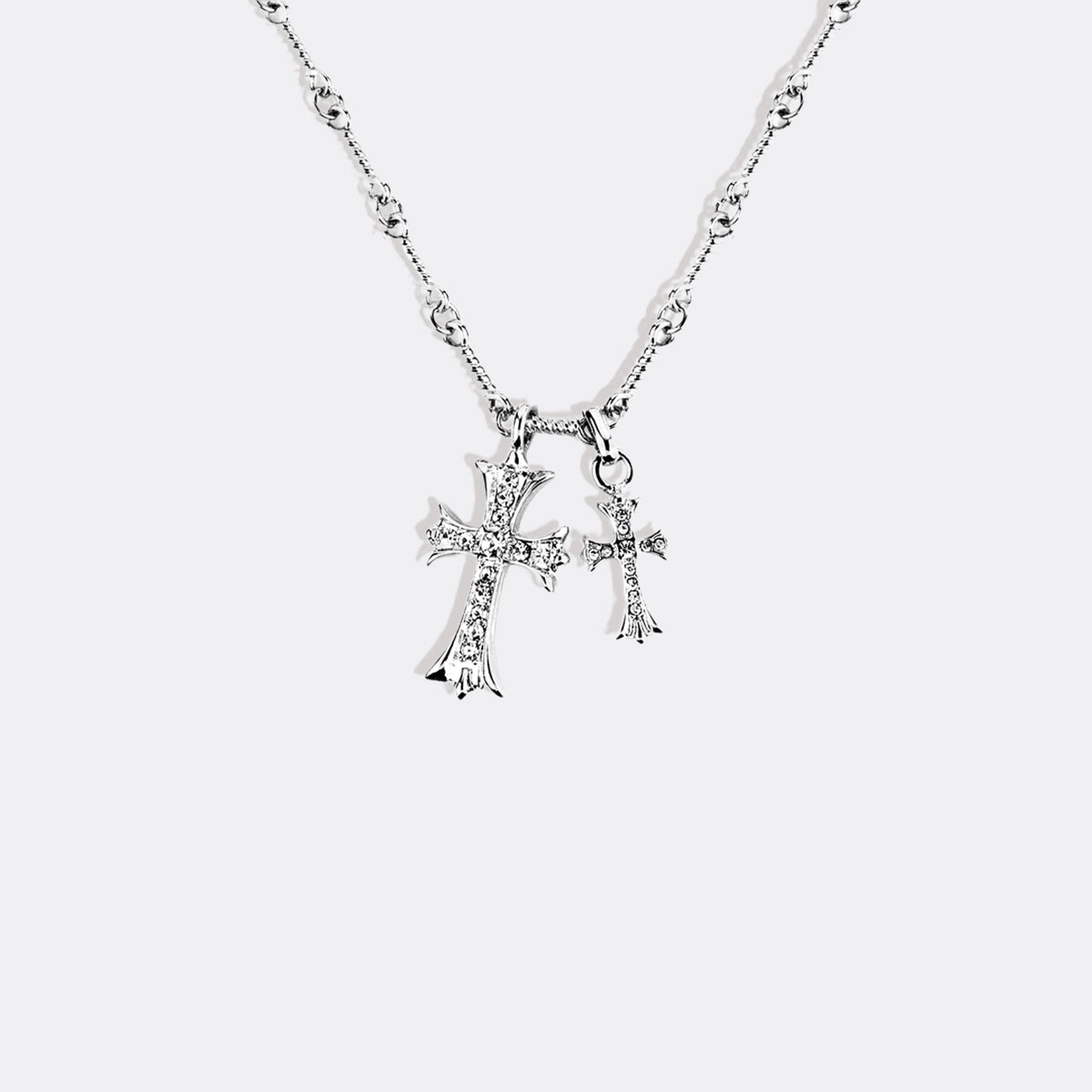Collier pendentif double croix