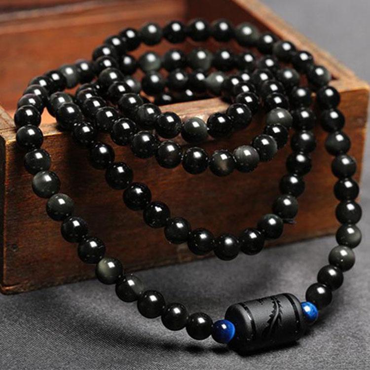 Bracelet en obsidienne Dragon et Phénix - Inspirez l'honnêteté et l'amour éternel