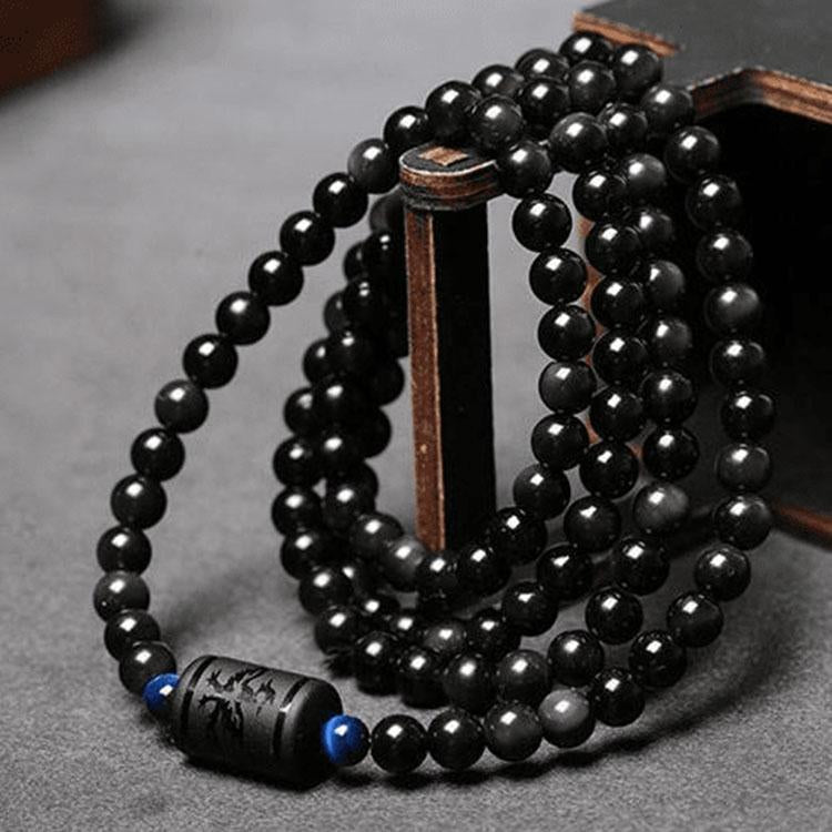 Bracelet en obsidienne Dragon et Phénix - Inspirez l'honnêteté et l'amour éternel