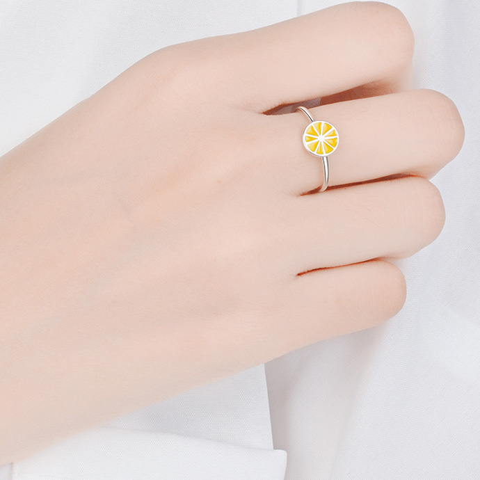 Bague citron en émail