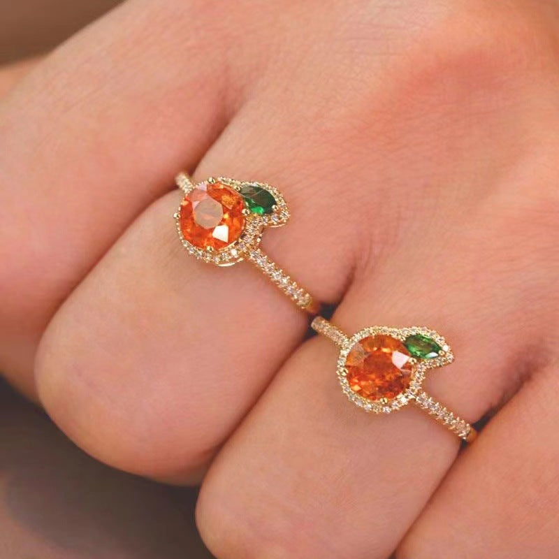 Bague orange en émail
