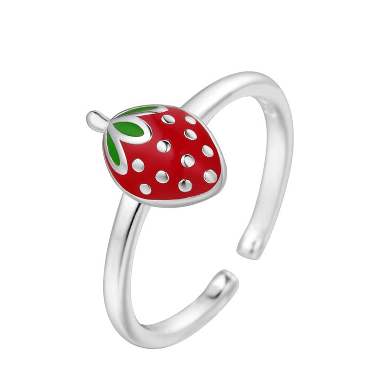 Bague fraise en émail
