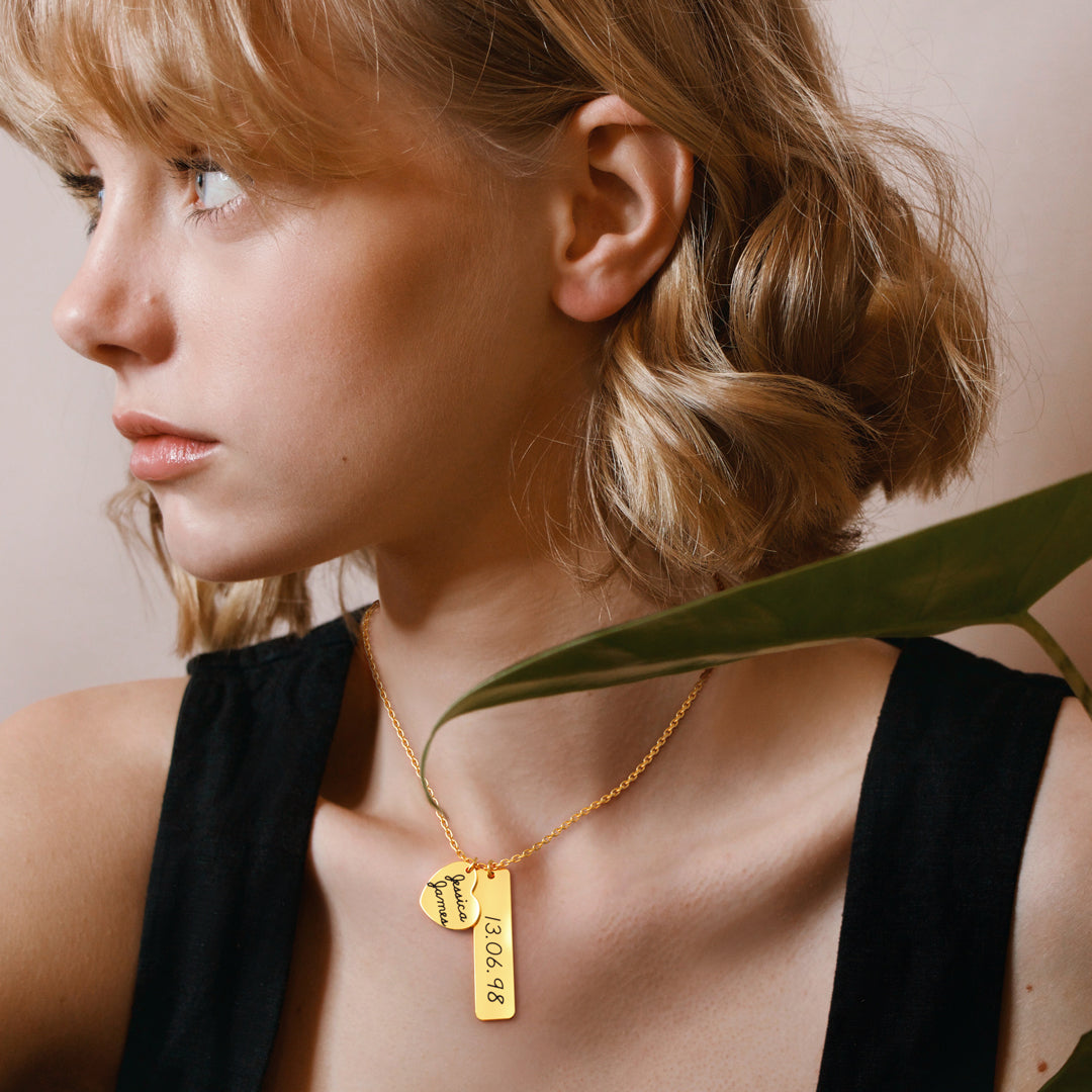 Collier avec pendentif en forme de cœur gravé • Cadeau pour meilleur ami