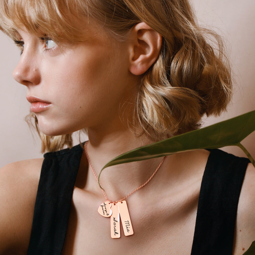 Collier avec pendentif en forme de cœur gravé • Cadeau pour meilleur ami