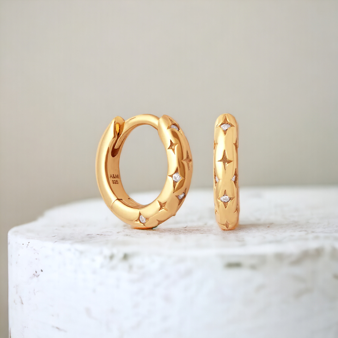 Boucles d'oreilles Huggie Étoiles filantes
