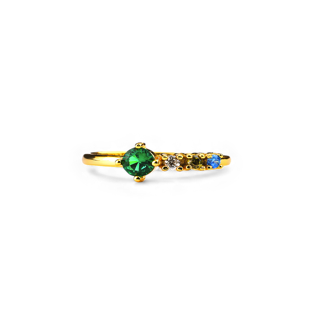 Bague avec pierres de naissance familiales