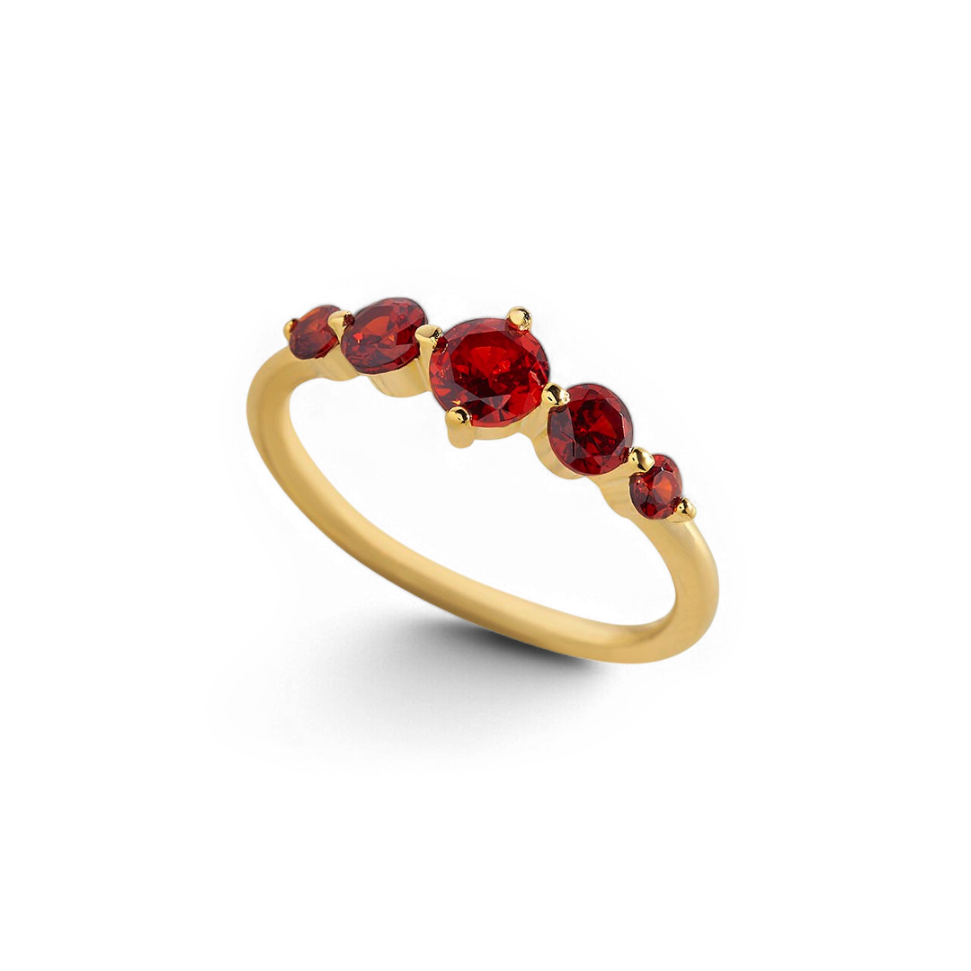 Bague de déclaration à cinq pierres de naissance