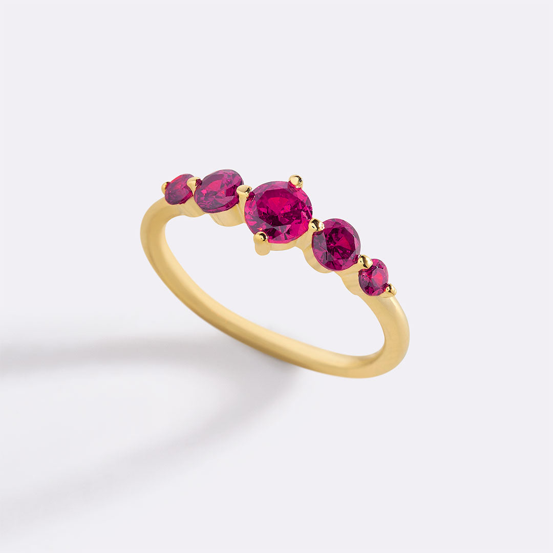 Bague de déclaration à cinq pierres de naissance