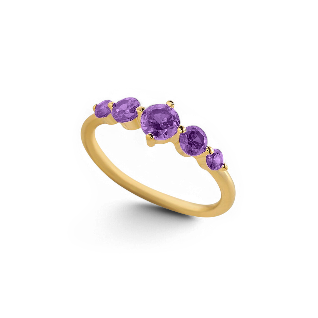 Bague de déclaration à cinq pierres de naissance