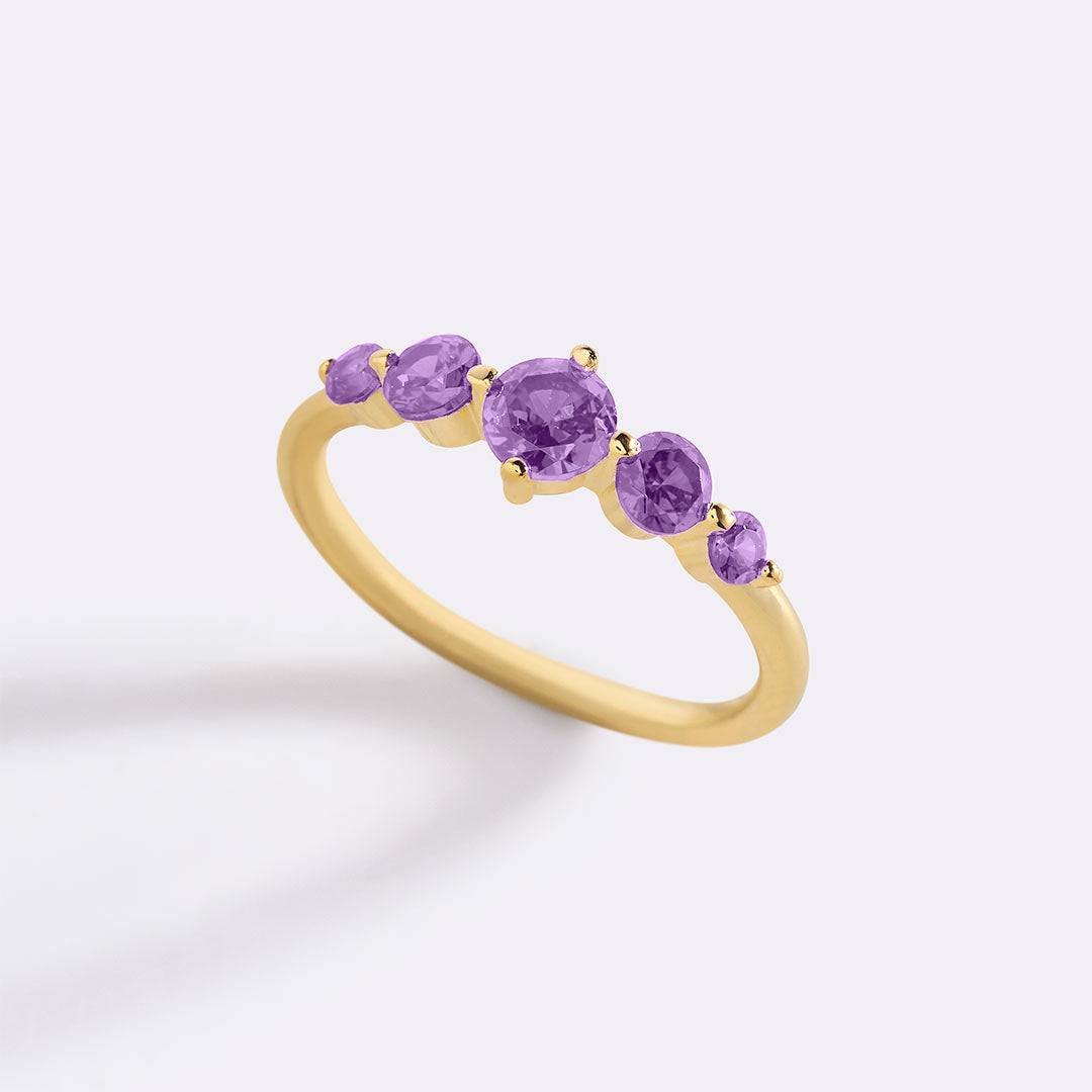 Bague de déclaration à cinq pierres de naissance