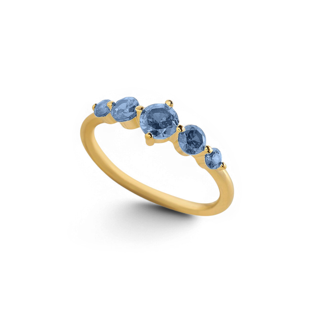 Bague de déclaration à cinq pierres de naissance