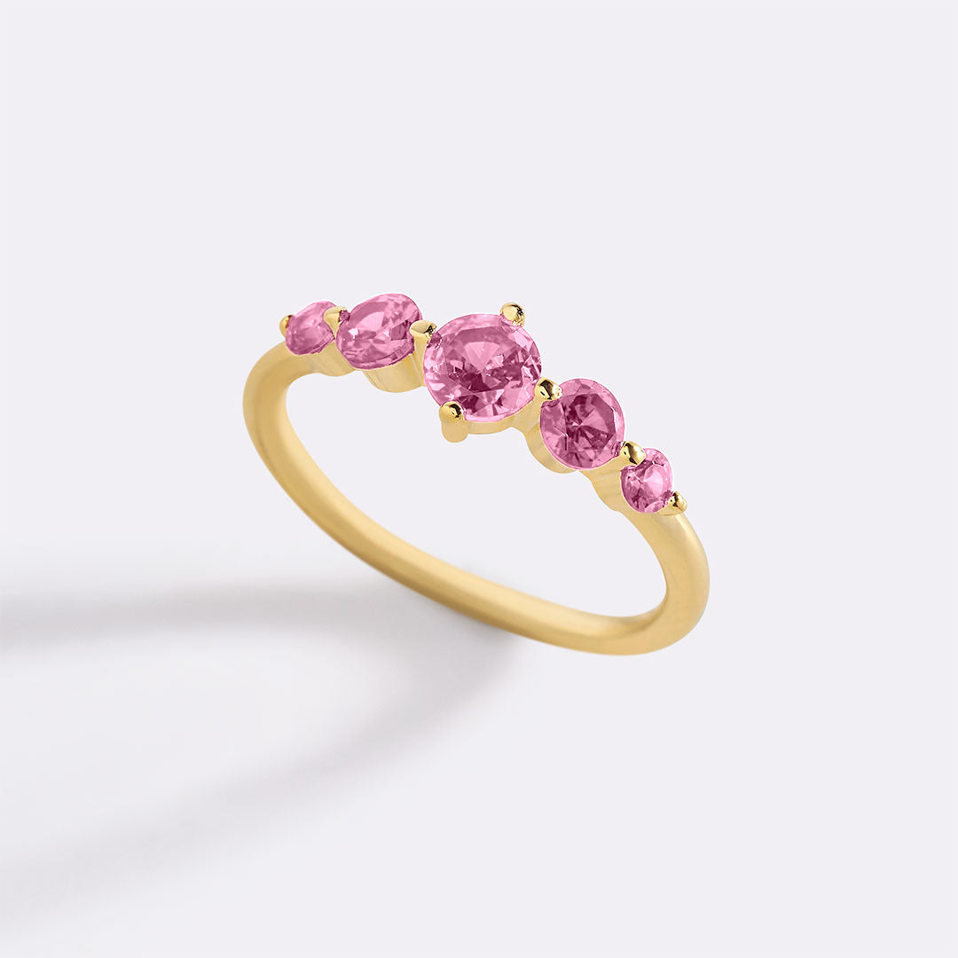 Bague de déclaration à cinq pierres de naissance