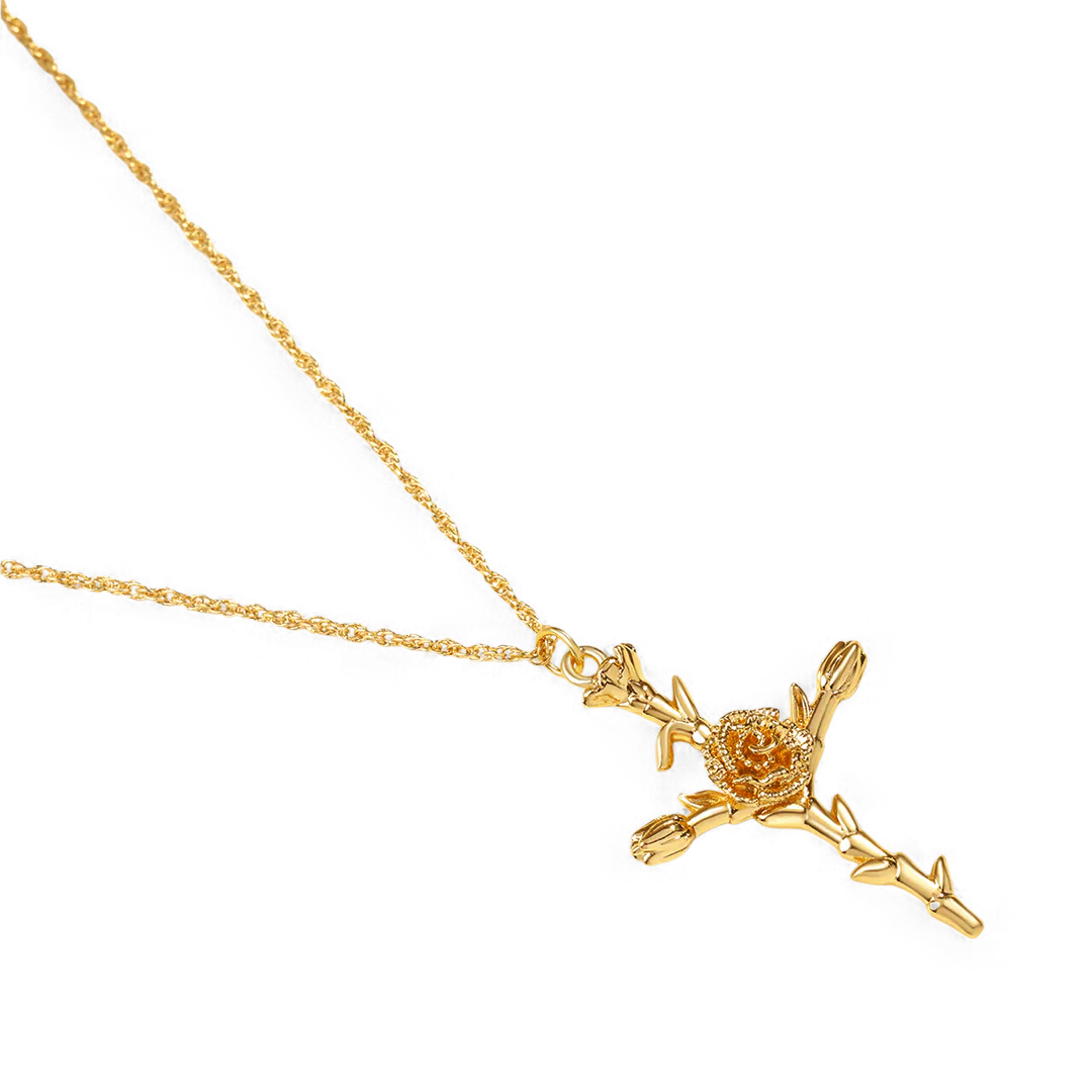 Floral Cross Pendant Necklace
