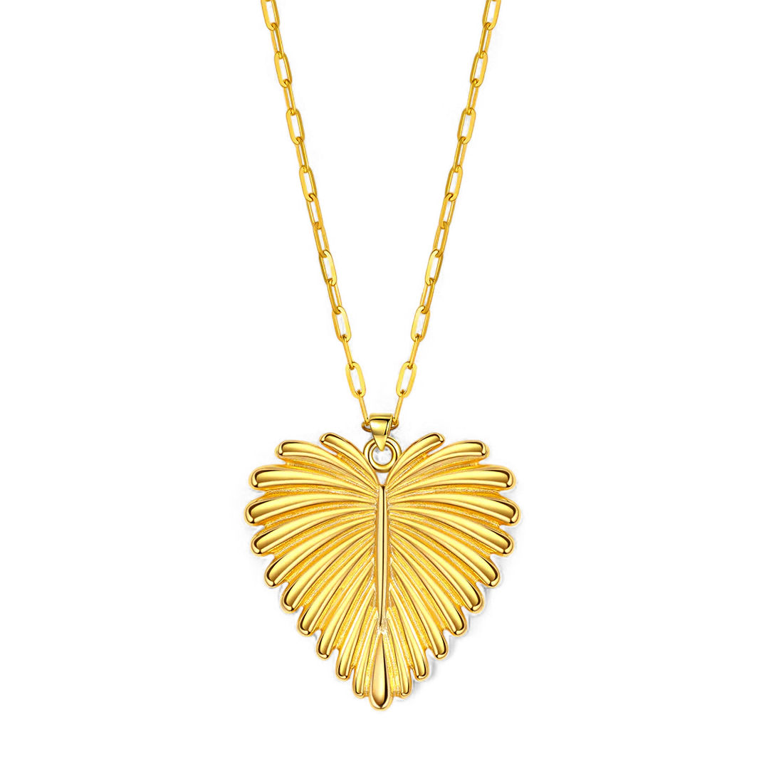 Collier avec pendentif palmier en forme de cœur