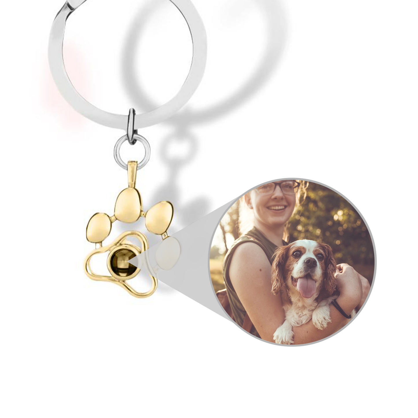 Pet Paw Photo Keychain