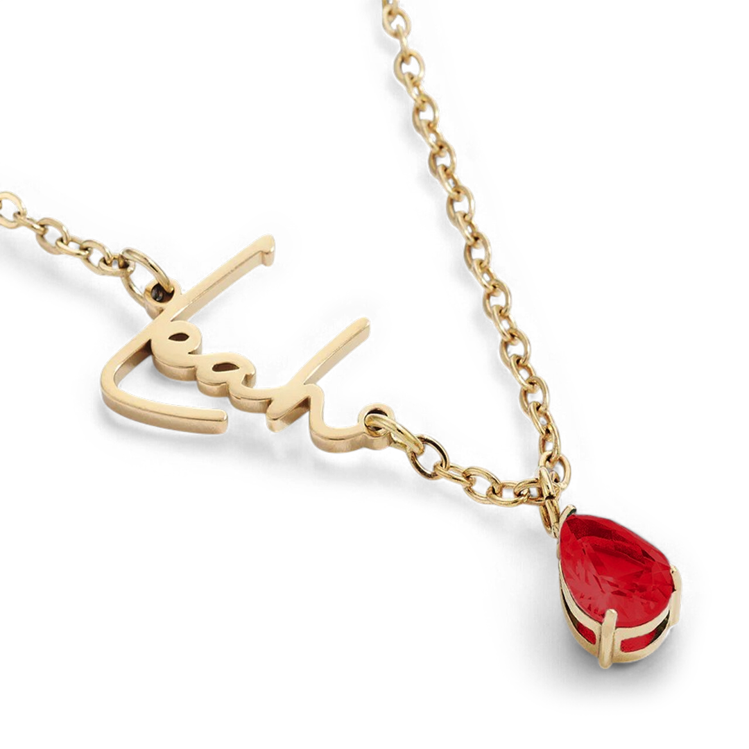 Handmade Birthstone Name Necklace