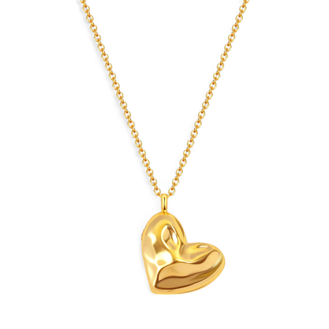 Handmade Hammered Heart Photo Locket Necklace