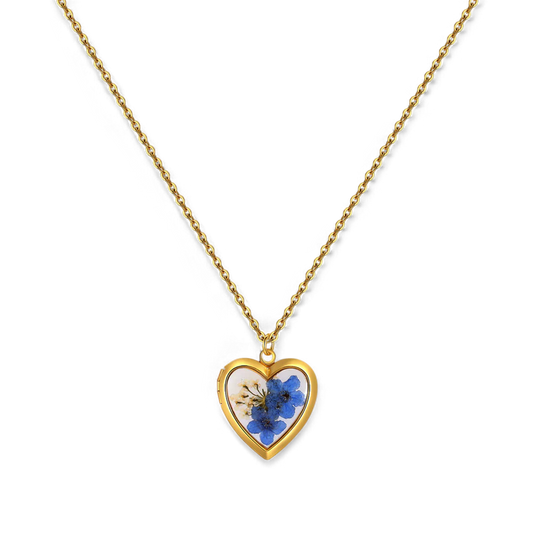 Handmade Pressed Flower Photo Heart Locket
