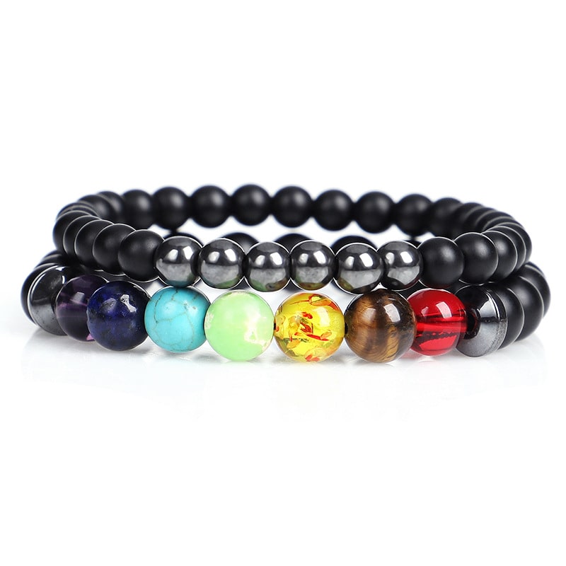 Ensemble de bracelets chakra en hématite - Inspire Wellness & Health