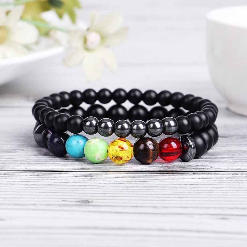 Ensemble de bracelets chakra en hématite - Inspire Wellness & Health