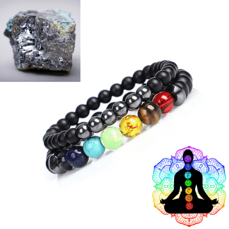 Ensemble de bracelets chakra en hématite - Inspire Wellness & Health