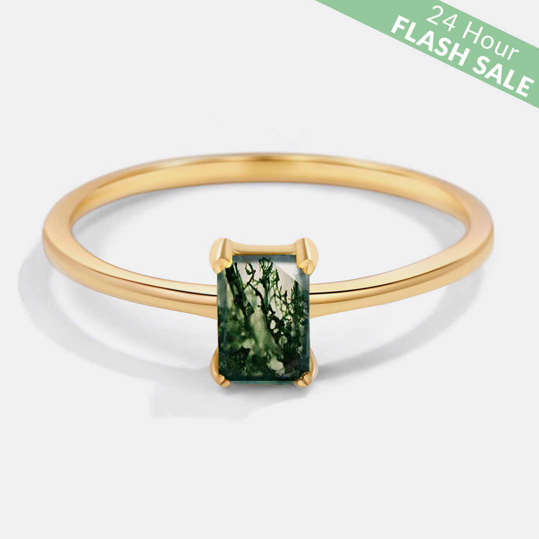 Bague délicate en agate mousse