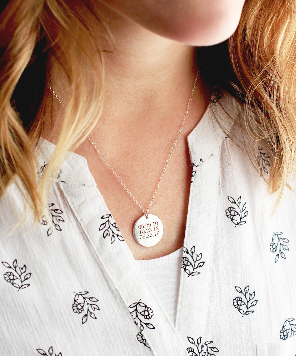 Collier disque gravé 7/8"