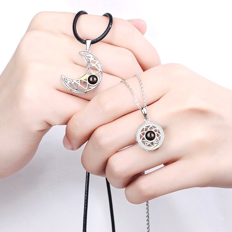 Sun Moon Projection Necklace Magnetic for Him & Her