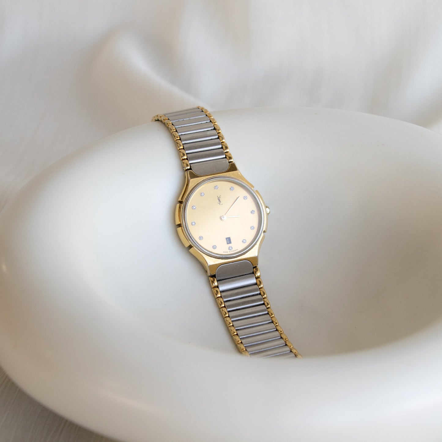Montre vintage YSL Pave Bold bicolore