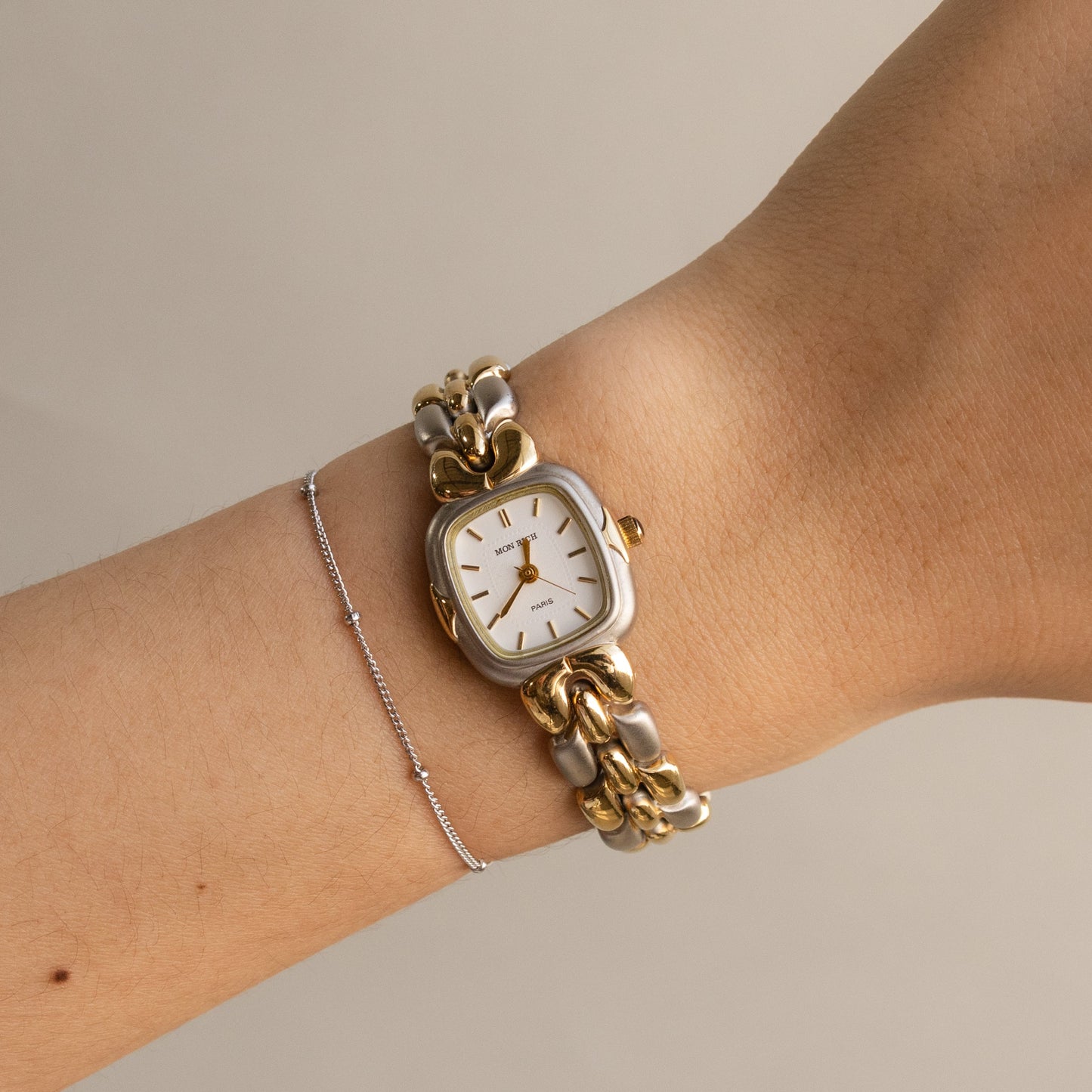 Montre vintage Mon Rich Square bicolore