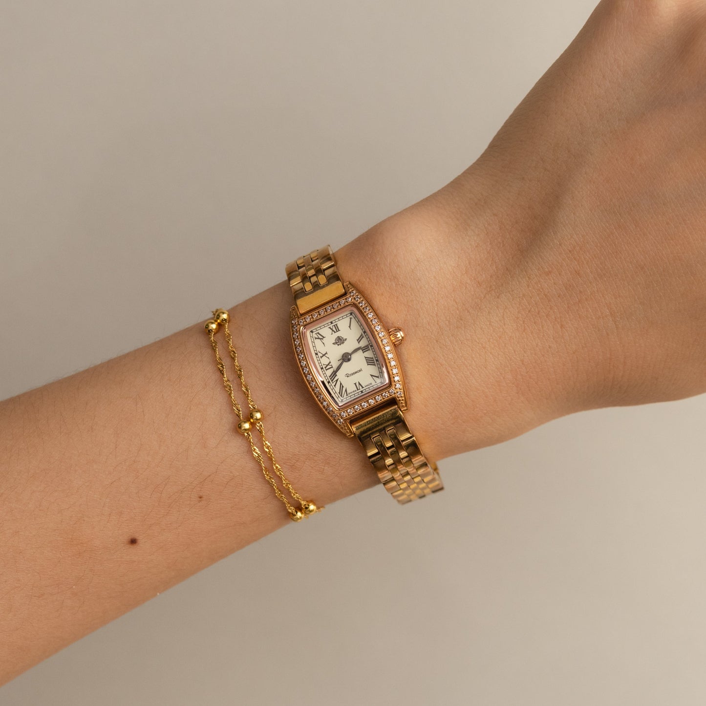 Montre vintage Rosemont Pave en or