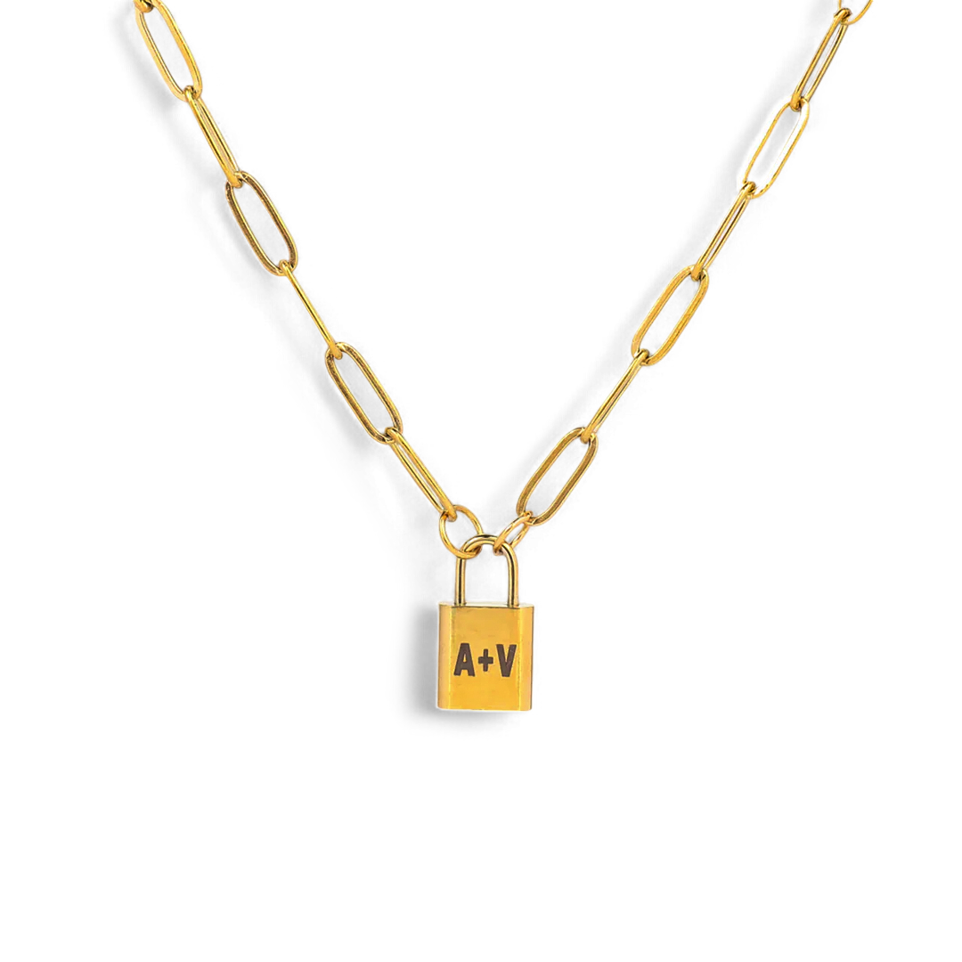 Initial Lock Pendant Necklace