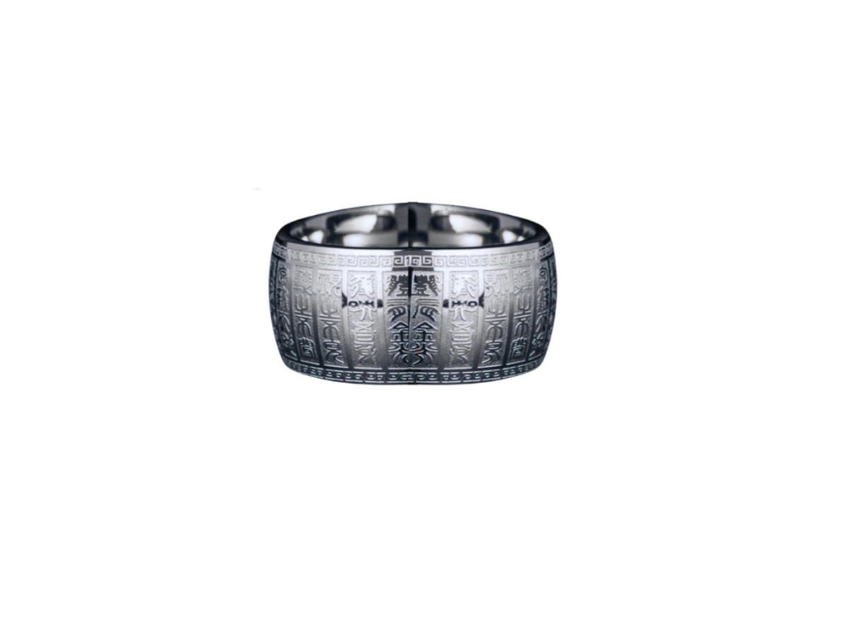 Chinese Buddhism Heart Sutra Scripture Stainless Steel Ring