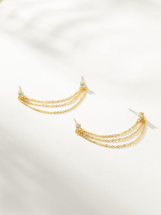 Boucle d'oreille grimpante à triple chaîne