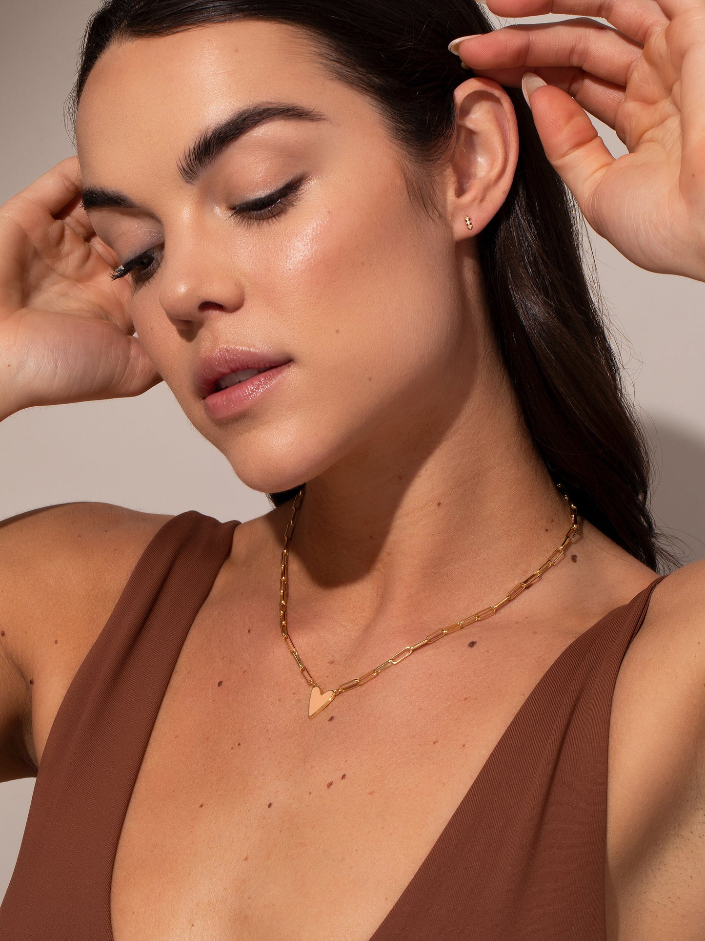 Collier cœur en émail