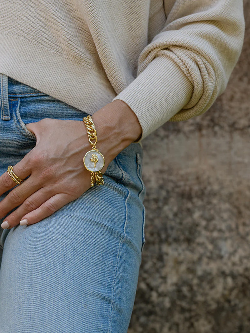 Bracelet rose nacré