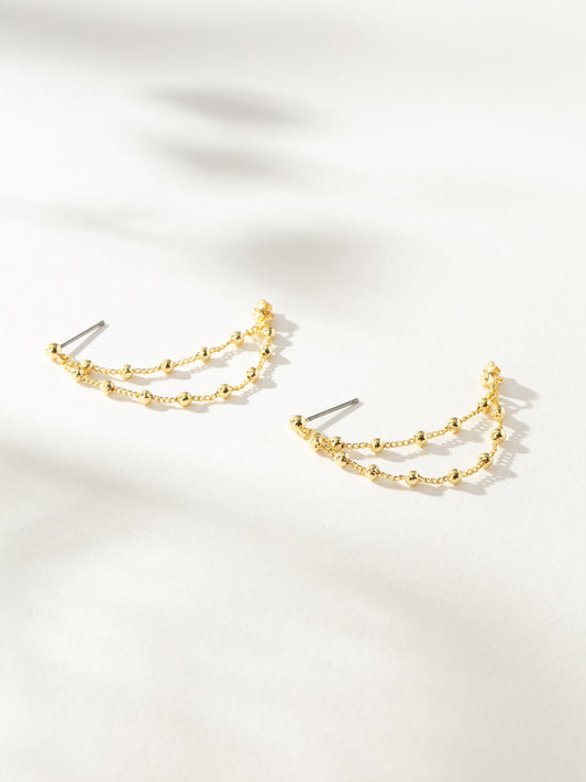 Boucles d'oreilles boule et chaîne