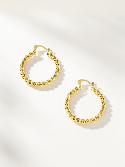 Boucles d'oreilles créoles torsadées en corde