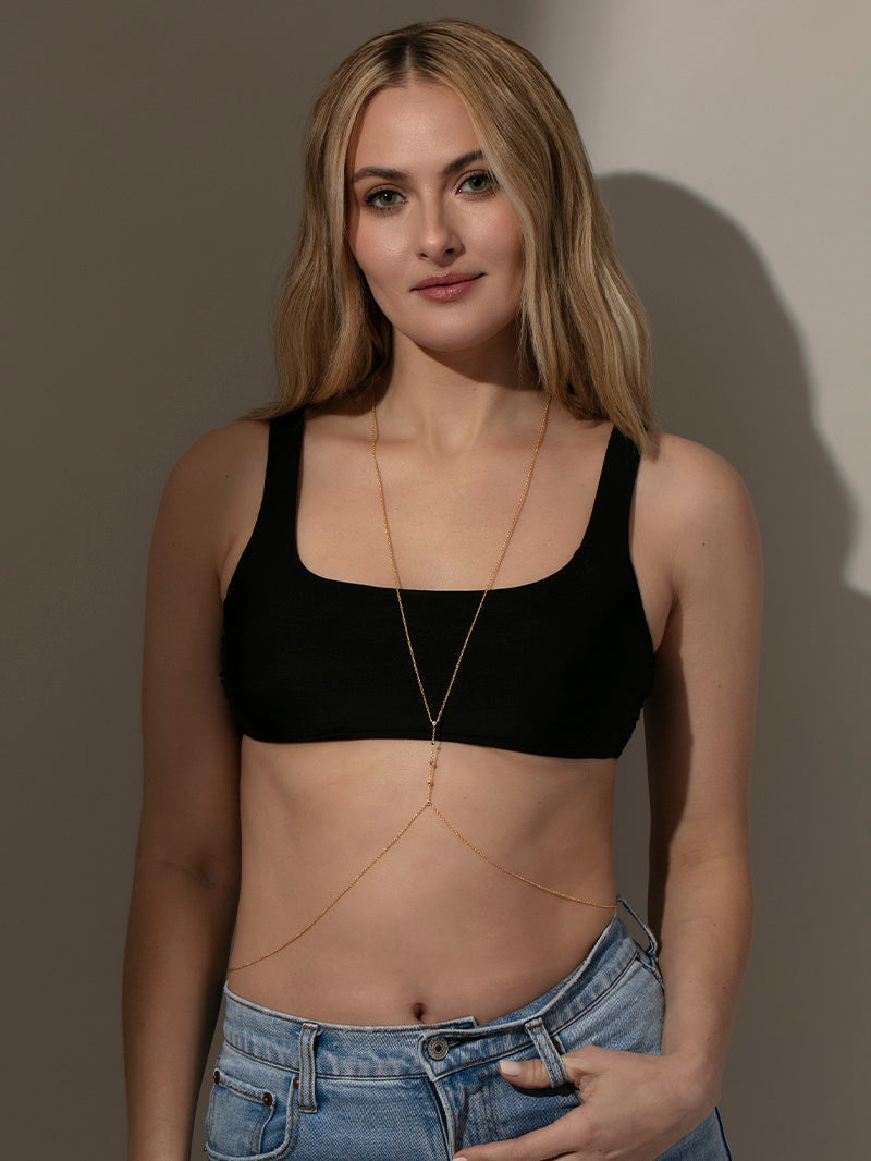 Chaîne de corps avec pierres précieuses arc-en-ciel